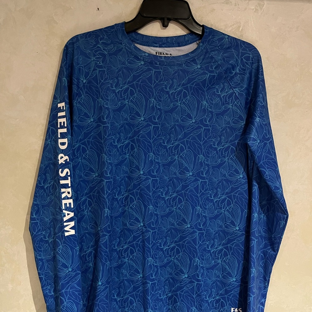 Field & Stream Men's Patterned Blue Long Sleeve Tee